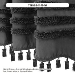 INHOUSOLU HOME DÉCOR Inhousolu Home Decor Stylish Woven Shower Curtain 256Gsm Boho Tufted Striped Waterproof - thumbnail 6