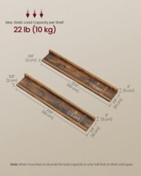 LEDREM Wall Shelves, Set Of 2 Wall Mounted Floating Shelves, 60 Cm Wide, Raised Edges, For Picture Frames, Decoration, Spices - thumbnail 6