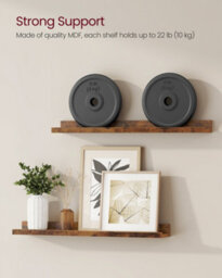 LEDREM Wall Shelves, Set Of 2 Wall Mounted Floating Shelves, 60 Cm Wide, Raised Edges, For Picture Frames, Decoration, Spices - thumbnail 3