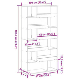 Berkfield Room Divider White 100X33X187.5 Cm Engineered Wood - thumbnail 9