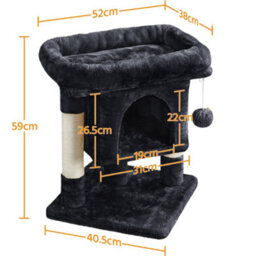 Yaheetech Black 59Cm 2-Level Cat Tree Tower With Wide Perch - thumbnail 3