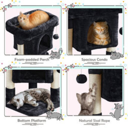 Yaheetech Black 59Cm 2-Level Cat Tree Tower With Wide Perch - thumbnail 4