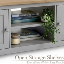 Christow Coffee Table Oak-Effect Top Cupboards & Shelves Grey H40Cm X W115Cm X D60Cm - thumbnail 3
