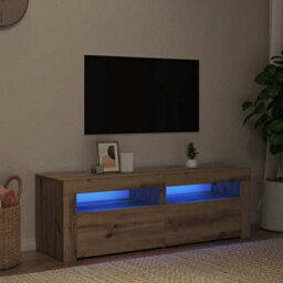 Walplus Tv Cabinet With Led Lights Artisan Oak 120X35X40 Cm Engineered Wood - thumbnail 3
