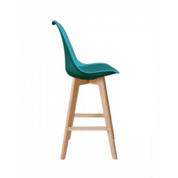 Fusion Living Soho Teal Plastic Bar Stool With Light Wood Legs - thumbnail 5