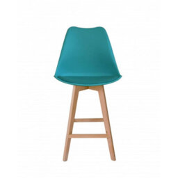 Fusion Living Soho Teal Plastic Bar Stool With Light Wood Legs - thumbnail 6