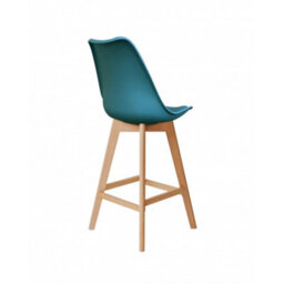 Fusion Living Soho Teal Plastic Bar Stool With Light Wood Legs - thumbnail 3