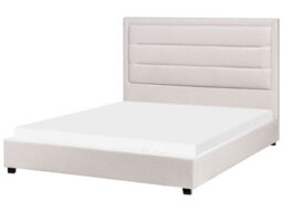 Wyld And Coco Padded Headboard Bedstead Light Beige Polyester For Eu Double 4Ft6 (135 Cm) - Eucalyptus Frame, Matt Finish - thumbnail 3