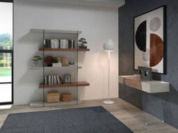 Angel Cerda Stylish Rectangular Console Table In Grey Wood And Tempered Glass - thumbnail 6