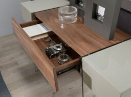 Angel Cerda Stylish Rectangular Console Table In Grey Wood And Tempered Glass - thumbnail 4