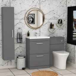 Royal Bathrooms 1100mm Indigo Grey Gloss 2 Drawer Furniture Pack With Mid Edge Basin & Breeze Back To Wall Toilet - thumbnail 3