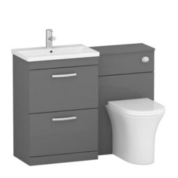 Royal Bathrooms 1100mm Indigo Grey Gloss 2 Drawer Furniture Pack With Mid Edge Basin & Breeze Back To Wall Toilet - thumbnail 4