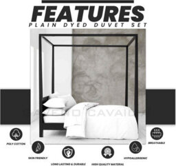 Gc Gaveno Cavailia Plain Dyed Duvet Cover Double Polycotton Solid Bedding Set Breathable & Lightweight Duvet Cover Bed Set White - thumbnail 2