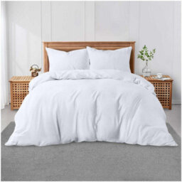 Gc Gaveno Cavailia Plain Dyed Duvet Cover Double Polycotton Solid Bedding Set Breathable & Lightweight Duvet Cover Bed Set White - thumbnail 1