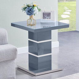 Furniture in Fashion Parini High Gloss Lamp Table In Grey With Glass Top