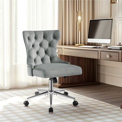 Yaheetech Upholstered Home Office Chair With Adjustable Height - Light Grey - image 1