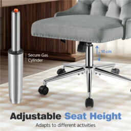 Yaheetech Upholstered Home Office Chair With Adjustable Height - Light Grey - thumbnail 3