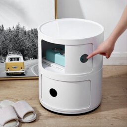 Living And Home White Cylindrical Multi Tiered Plastic Bedside Storage Drawers Unit Drawer Bedside Chest 40Cm H - thumbnail 3
