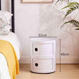 Living And Home White Cylindrical Multi Tiered Plastic Bedside Storage Drawers Unit Drawer Bedside Chest 40Cm H
