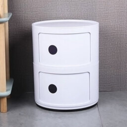 Living And Home White Cylindrical Multi Tiered Plastic Bedside Storage Drawers Unit Drawer Bedside Chest 40Cm H - thumbnail 2