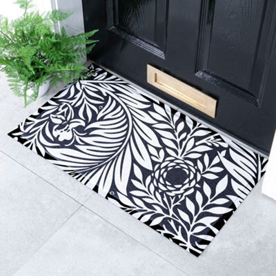 Native Natural William Morris Black And White Indoor & Outdoor Doormat - 70X40Cm - image 1