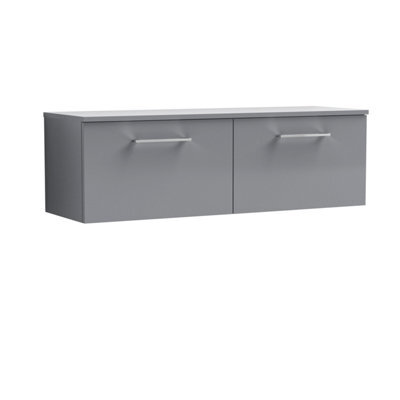 Balterley Bramshall 1200mm Wall Hung 2 Drawer Vanity Unit With Worktop Stylish Storage Solution - Satin Grey - image 1