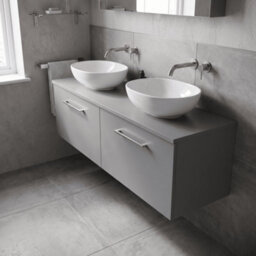 Balterley Bramshall 1200mm Wall Hung 2 Drawer Vanity Unit With Worktop Stylish Storage Solution - Satin Grey - thumbnail 3