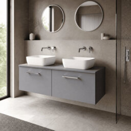 Balterley Bramshall 1200mm Wall Hung 2 Drawer Vanity Unit With Worktop Stylish Storage Solution - Satin Grey - thumbnail 4