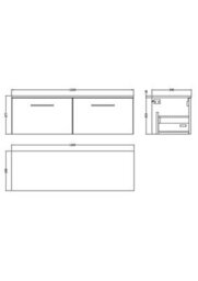Balterley Bramshall 1200mm Wall Hung 2 Drawer Vanity Unit With Worktop Stylish Storage Solution - Satin Grey - thumbnail 5
