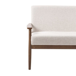 Wyld And Coco Retro Living 2-Seater Sofa Beige And Dark Brown Polyester Wood Frame - Compact Mid-Century Style - thumbnail 6