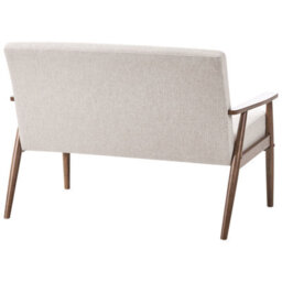 Wyld And Coco Retro Living 2-Seater Sofa Beige And Dark Brown Polyester Wood Frame - Compact Mid-Century Style - thumbnail 5