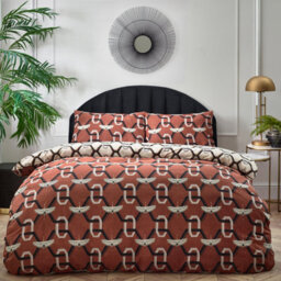 Furn. Avalon Geometric Reversible Duvet Cover Set, King, Red - thumbnail 3