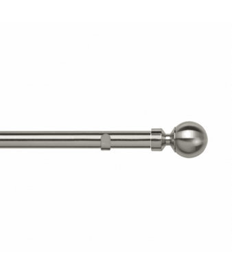Unknown 28mm Fixed Length Metal Eyelet Curtain Pole Set In Satin Silver - Sphere Finial, 230Cm - image 1