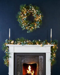 WeRChristmas 9 Ft Pre-Lit Artificial Christmas Garland With Eucalyptus And Berries, 50 Warm White Leds - thumbnail 5