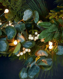 WeRChristmas 9 Ft Pre-Lit Artificial Christmas Garland With Eucalyptus And Berries, 50 Warm White Leds - thumbnail 4
