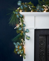 WeRChristmas 9 Ft Pre-Lit Artificial Christmas Garland With Eucalyptus And Berries, 50 Warm White Leds - thumbnail 3