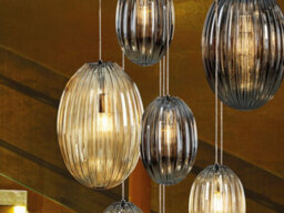 Luminosa Lighting Luminosa Ovila Modern Cluster Drop 13 Light Led Pendant Light, Oval Smoke & Cognac Shades - Uk Stock - thumbnail 3