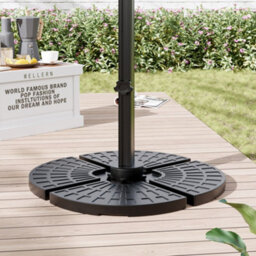 Breeins Black Square Water And Sand Filled Plastic Garden Parasol  Base Cantilever Base Patio Outdoor Banana Overhang Stand 52L - thumbnail 1
