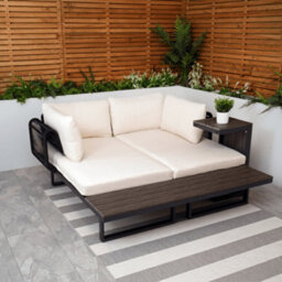 Naples Cream Aluminium 4 Seater Modular Corner Sofa Chaise Garden Set - thumbnail 5