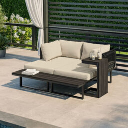 Naples Cream Aluminium 4 Seater Modular Corner Sofa Chaise Garden Set - thumbnail 3