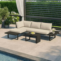 Naples Cream Aluminium 4 Seater Modular Corner Sofa Chaise Garden Set