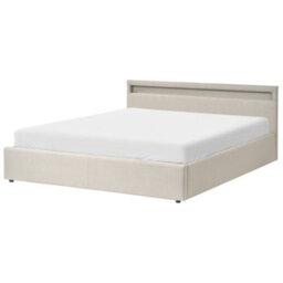 Beliani Ottoman Bed With Led Fabric Armelle 180 X 200 Cm (Eu Super King) Beige - thumbnail 4
