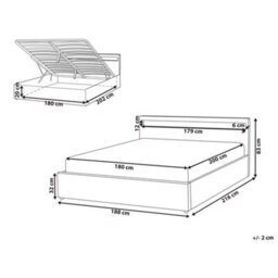 Beliani Ottoman Bed With Led Fabric Armelle 180 X 200 Cm (Eu Super King) Beige - thumbnail 3