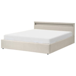 Beliani Ottoman Bed With Led Fabric Armelle 180 X 200 Cm (Eu Super King) Beige - thumbnail 6
