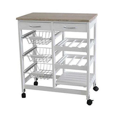 Hygrad Rolling Kitchen Cart Island Portable Serving Utility Trolley Wood Drawers - image 1