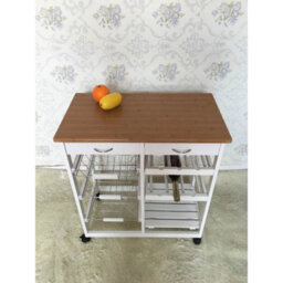 Hygrad Rolling Kitchen Cart Island Portable Serving Utility Trolley Wood Drawers - thumbnail 3