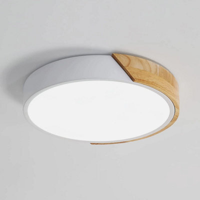 Modern Led Ceiling Light Wood Round 24W Cold White Ceiling Lamp Bedroom Office - image 1