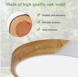 Modern Led Ceiling Light Wood Round 24W Cold White Ceiling Lamp Bedroom Office - thumbnail 4