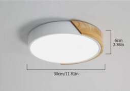 Modern Led Ceiling Light Wood Round 24W Cold White Ceiling Lamp Bedroom Office - thumbnail 2