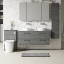 Nuie Arno Wall Hung 4-Drawer Vanity Unit With Laminate Worktop In Bellato Grey - thumbnail 4